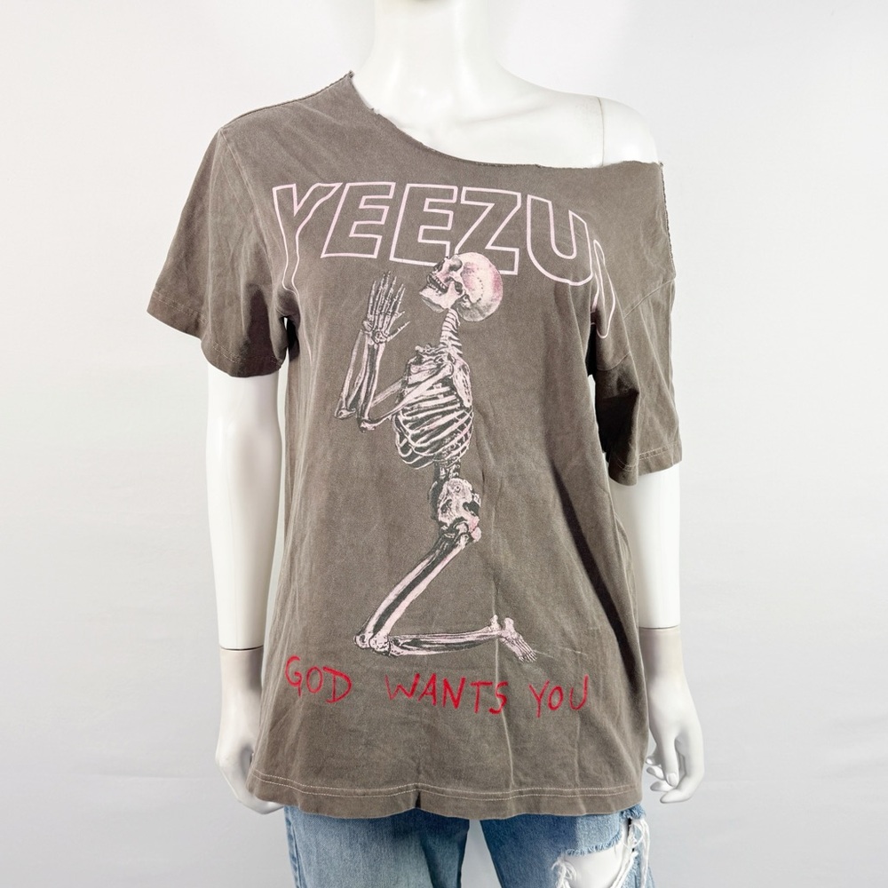 Kanye West Yeezus God Wants You Gray T-Shirt Size M Casual Streetwear Grunge